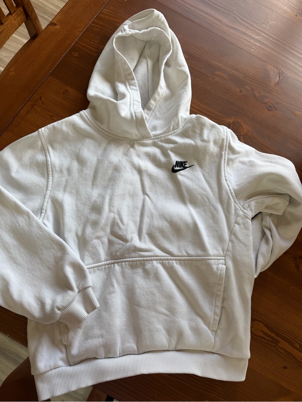 Nike White Kids Hoodie with Black Swoosh